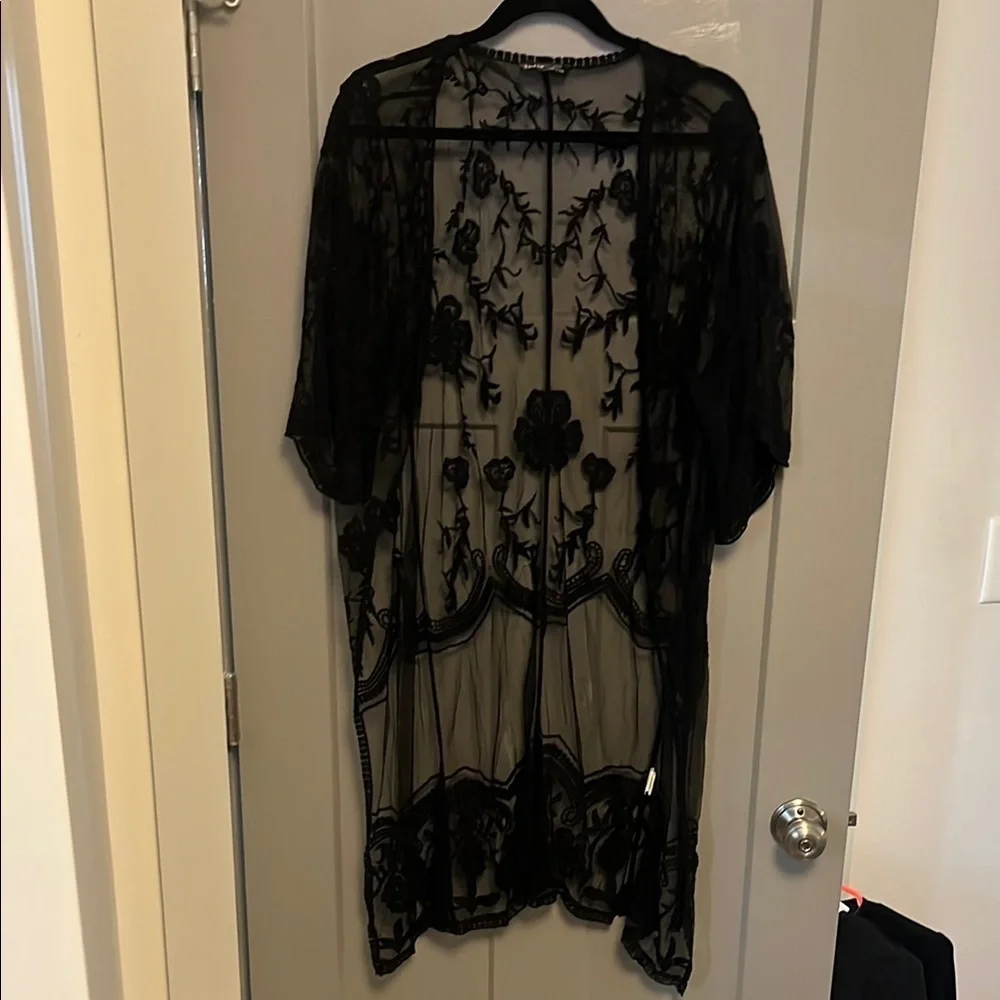 Black Lace Detail Cardigan - Picture 1 of 5